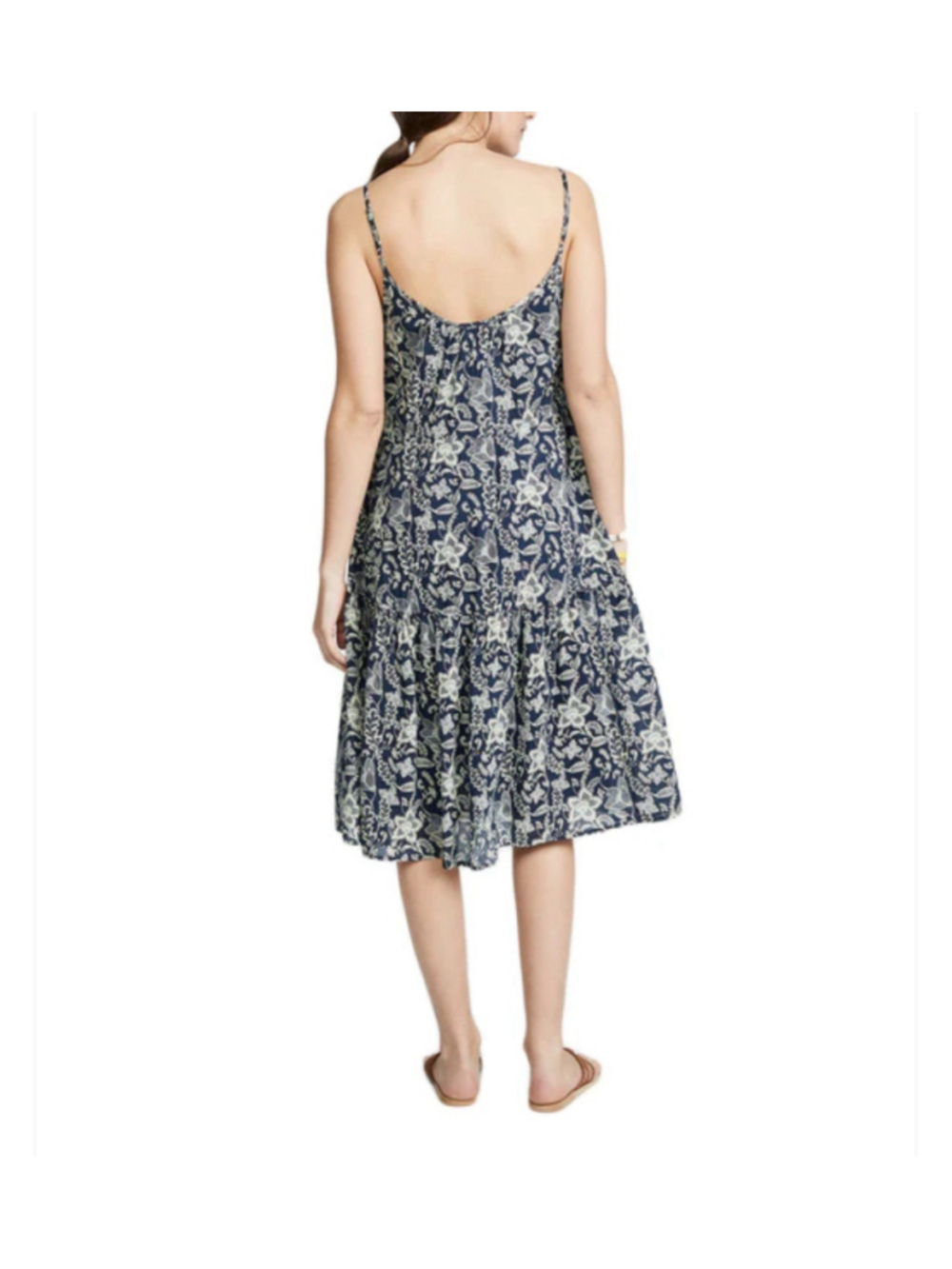 Roller Rabbit POM Dakota Dress XS Navy Floral Boho Midi Adjustable Strap Cotton - Picture 11 of 11